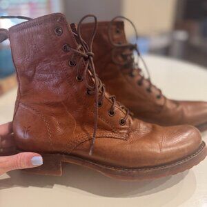 Frye Brown Lace Up Boots